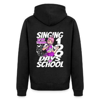 100. Tag Der Schulgesundkostüm 100 Schultage - Unisex Premium Bio Zip Hoodie - Schwarz - Hinten - Nico (187cm)