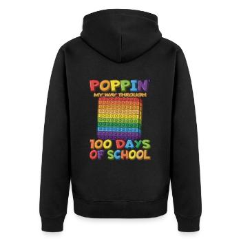 100. Schultag Poppins Kostüm 100 Schultage - Unisex Premium Bio Zip Hoodie - Schwarz - Hinten - Nico (187cm)