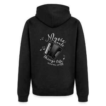 Ziehharmonika-Spieler Akkordeon-Musiker Sprüche - Unisex Premium Bio Zip Hoodie - Schwarz - Hinten - Nico (187cm)