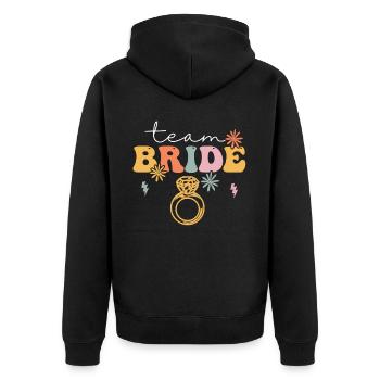 Groovy Bridal Shower Hen Party - Unisex Premium Organic Zip Hoodie - black - Back - Nico (187cm)