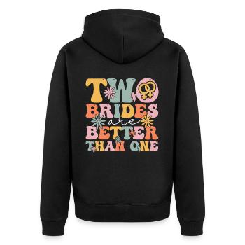Groovy Bridal Shower Lesbian - Unisex Premium Organic Zip Hoodie - black - Back - Nico (187cm)