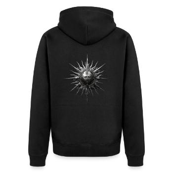 Occult Gothic Sun Esoteric Satanism Metal Grunge A - Unisex Premium Bio Zip Hoodie - Schwarz - Hinten - Nico (187cm)