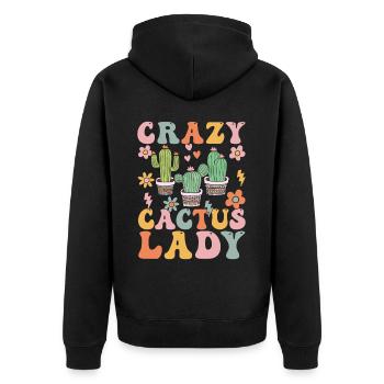 Groovy Cactus Girl Sukkulente Pflanze - Unisex Premium Bio Zip Hoodie - Schwarz - Hinten - Nico (187cm)
