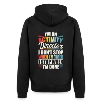 Activity Director Appreciation - Unisex Premium Bio Zip Hoodie - Schwarz - Hinten - Nico (187cm)