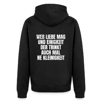 Ein Bisschen trinken - Lustiger Feierabend Spruch - Unisex Premium Bio Zip Hoodie - Schwarz - Hinten - Nico (187cm)