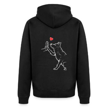 Siberian Husky Niedlich Siberian Husky Liebe - Unisex Premium Bio Zip Hoodie - Schwarz - Hinten - Nico (187cm)