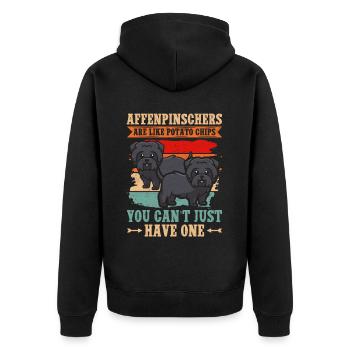 Affenpinscher Monkey Terrier Dog Owner Gift - Unisex Premium Organic Zip Hoodie - black - Back - Nico (187cm)