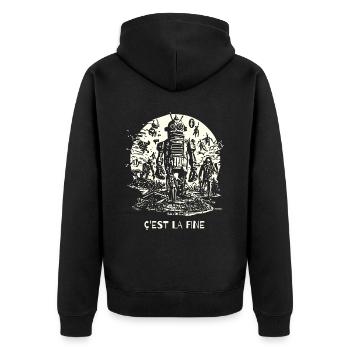 letzte Fotokopie der Roboter-Maschinen-Invasion - Unisex Premium Bio Zip Hoodie - Schwarz - Hinten - Nico (187cm)