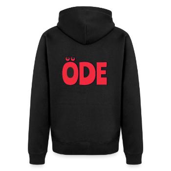 Alles ist öde - Unisex Premium Bio Zip Hoodie - Schwarz - Hinten - Nico (187cm)