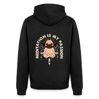 La méditation est ma passion Aime méditer Amoureux du carlin - Veste à capuche bio Premium Unisexe - noir - Dos - Nico (187cm)