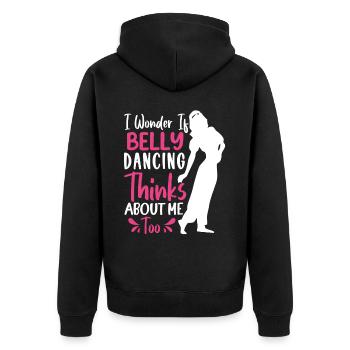 Funny Belly Dancer, Belly Dancing Quotes & Jokes - Unisex Premium Organic Zip Hoodie - black - Back - Nico (187cm)