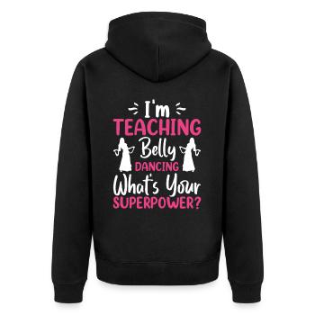 Funny Belly Dancer, Women Belly Dancers Swing - Unisex Premium Bio Zip Hoodie - Schwarz - Hinten - Nico (187cm)