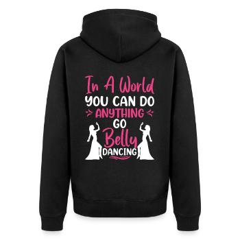 Funny Belly Dancer, Swing Dancer Hip Belly Dance - Unisex Premium Bio Zip Hoodie - Schwarz - Hinten - Nico (187cm)