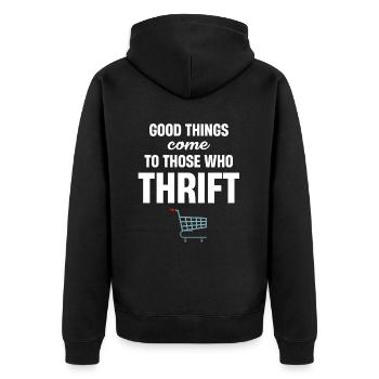 Good things come to those who - Unisex Premium Organic Zip Hoodie - black - Back - Nico (187cm)
