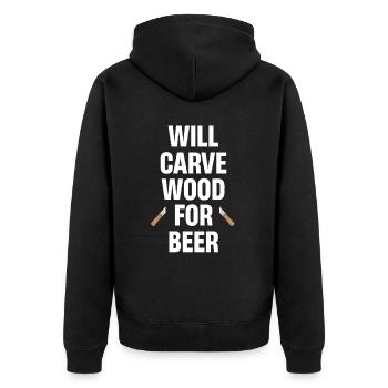 Wird Holz Für Bierschnitzer Schnitzen Handwerker - Unisex Premium Bio Zip Hoodie - Schwarz - Hinten - Nico (187cm)