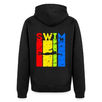 Nageur Natation Natation Design Vintage - Veste à capuche bio Premium Unisexe - noir - Dos - Nico (187cm)
