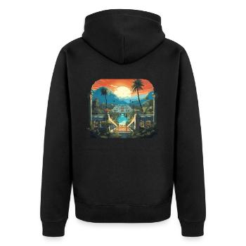 Pompeji Geschichte Reisen Ich liebe das Römische Reich - Unisex Premium Bio Zip Hoodie - Schwarz - Hinten - Nico (187cm)