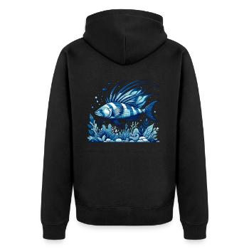 Hahnenfisch Fischfänger Fischer Fischer Angeln - Unisex Premium Bio Zip Hoodie - Schwarz - Hinten - Nico (187cm)