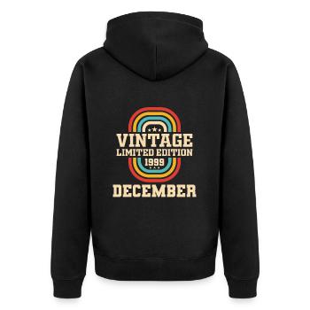 24. Geburtstag Dezember Jahrgang 1999 Vintage - Unisex Premium Bio Zip Hoodie - Schwarz - Hinten - Nico (187cm)