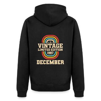 36ème anniversaire décembre millésime 1987 millésime - Veste à capuche bio Premium Unisexe - noir - Dos - Nico (187cm)