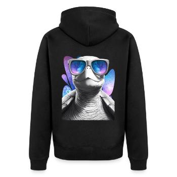 Turtle Space Glasses Vaporwave Galaxy Sunglasses - Unisex Premium Bio Zip Hoodie - Schwarz - Hinten - Nico (187cm)