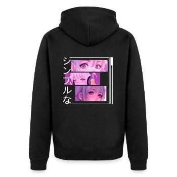 Kawaii Lofi Retro Otaku Soft Girl Aesthetic Anime - Unisex Premium Bio Zip Hoodie - Schwarz - Hinten - Nico (187cm)