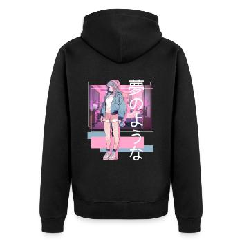 Kawaii Anime Lofi Girl Retro Japanese Soft Girl Ae - Unisex Premium Bio Zip Hoodie - Schwarz - Hinten - Nico (187cm)
