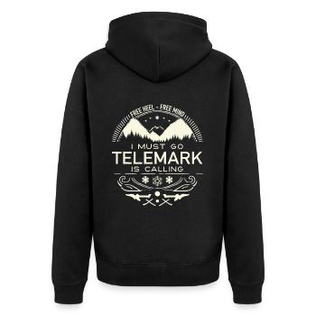 Skis de Ski de Randonnée Telemark Heel Free Freeheel Vintage - Veste à capuche bio Premium Unisexe - noir - Dos - Nico (187cm)