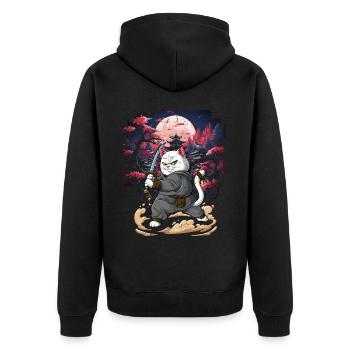Chat samouraï - Veste à capuche bio Premium Unisexe - noir - Dos - Nico (187cm)