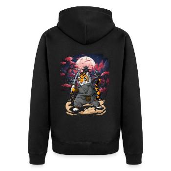 Samurai Tiger - Unisex Premium Organic Zip Hoodie - black - Back - Nico (187cm)