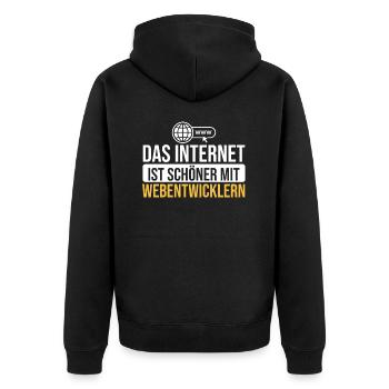 Webentwickler Frontend-Backend-Entwickler - Unisex Premium Bio Zip Hoodie - Schwarz - Hinten - Nico (187cm)