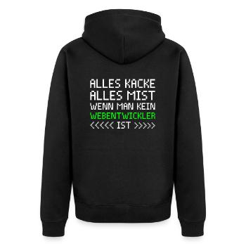 Webentwickler Projektmanager Webentwickler - Unisex Premium Bio Zip Hoodie - Schwarz - Hinten - Nico (187cm)