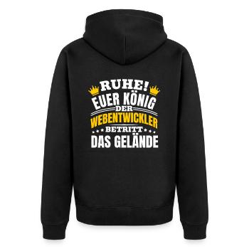 Webentwickler Programmierer Fullstack-Entwickler - Unisex Premium Bio Zip Hoodie - Schwarz - Hinten - Nico (187cm)