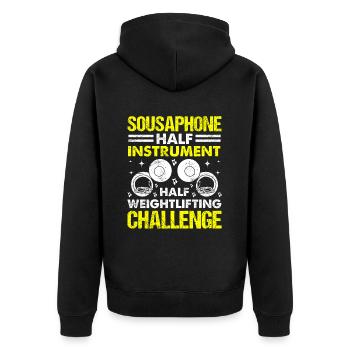 Funny Sousaphone Brass Band Player Marschband - Unisex Premium Bio Zip Hoodie - Schwarz - Hinten - Nico (187cm)