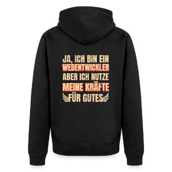 Webentwickler Programmierer Informatiker - Unisex Premium Bio Zip Hoodie - Schwarz - Hinten - Nico (187cm)
