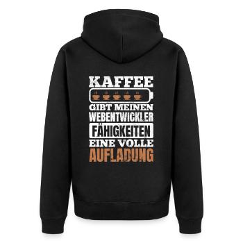 Webentwickler Programmierer Fullstack-Entwickler - Unisex Premium Bio Zip Hoodie - Schwarz - Hinten - Nico (187cm)