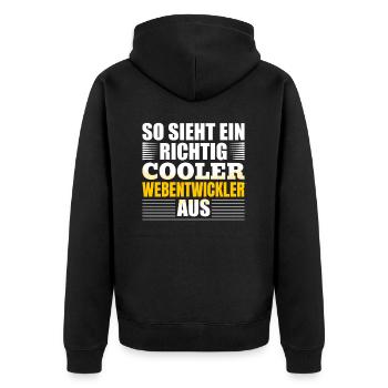 Webentwickler Programmierer Softwareentwickler - Unisex Premium Bio Zip Hoodie - Schwarz - Hinten - Nico (187cm)
