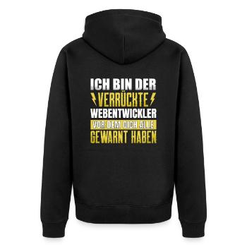 Webentwickler Programmierer Informatiker - Unisex Premium Bio Zip Hoodie - Schwarz - Hinten - Nico (187cm)