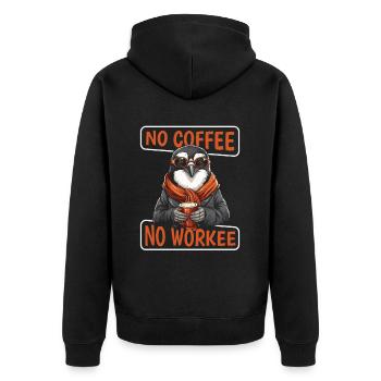 Coffee Cafe Penguin No Coffee No Workee - Unisex Premium Organic Zip Hoodie - black - Back - Nico (187cm)