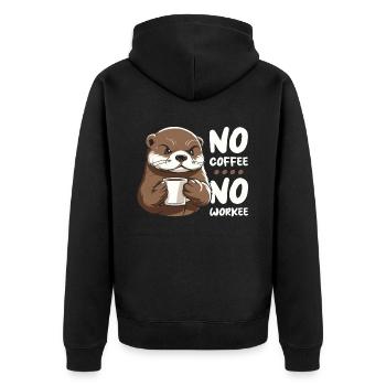 Kaffee Cafe Otter No Coffee No Workee - Unisex Premium Organic Zip Hoodie - black - Back - Nico (187cm)