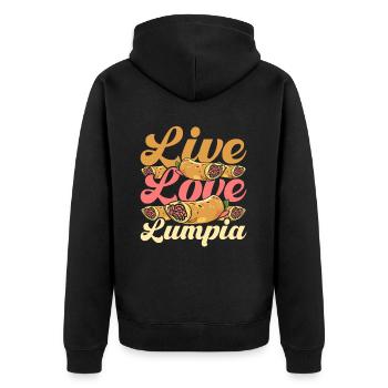 Live Love Lumpia - Unisex Premium Bio Zip Hoodie - Schwarz - Hinten - Nico (187cm)