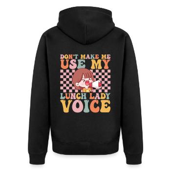 Groovy Cafeteria Travailleur - Veste à capuche bio Premium Unisexe - noir - Dos - Nico (187cm)