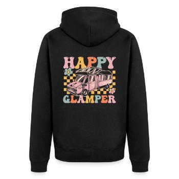 Groovy Glamping - Unisex Premium Bio Zip Hoodie - Schwarz - Hinten - Nico (187cm)
