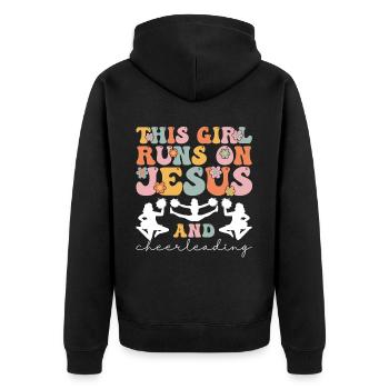 Groovy Cheerleader - Unisex Premium Organic Zip Hoodie - black - Back - Nico (187cm)
