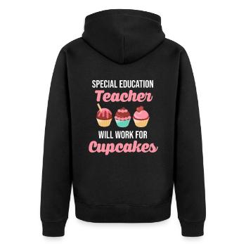 Sonderschullehrer Wird Für Cupcakes-autismus - Unisex Premium Bio Zip Hoodie - Schwarz - Hinten - Nico (187cm)