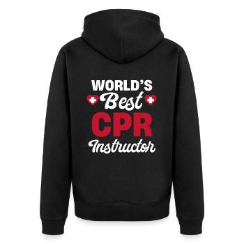 Weltweit Bester Hlw-ausbilder Für Krankenwagen An - Unisex Premium Bio Zip Hoodie - Schwarz - Hinten - Nico (187cm)