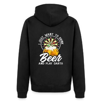 Beer Drinking Darts Dart Players - Unisex Premium Organic Zip Hoodie - black - Back - Nico (187cm)