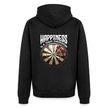 Glück Dreier Dart Dartspieler - Unisex Premium Bio Zip Hoodie - Schwarz - Hinten - Nico (187cm)