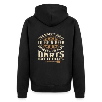 Lustiges Bier Trinker Dart Dartspieler - Unisex Premium Bio Zip Hoodie - Schwarz - Hinten - Nico (187cm)