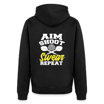 Zielen Werfen Fluchen Dartspieler Dart - Unisex Premium Bio Zip Hoodie - Schwarz - Hinten - Nico (187cm)